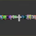 Colorful Beaded Bracelet With Smiley Face Yin Yang Symbol Heart And Flower Patterns