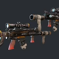Tactical Assault Weapon With Telescopic Scope Ergonomic Grip And Black Barrel Design