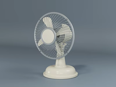 Stylish Modern Desktop Air Cooler Fan With White Base And Gray Blades 3d model