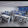 Console Office Table and Chair Combination Computer Workbench Luminous Console Command Technology Steel Middle Control Table Staff Table Station Conference Table Paperless Baking Paint Long Table Combination 3d model