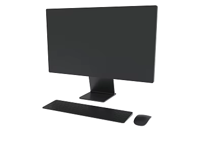 Modern Black Computer Monitor with Keyboard and Mouse Desktop Setup 3d model