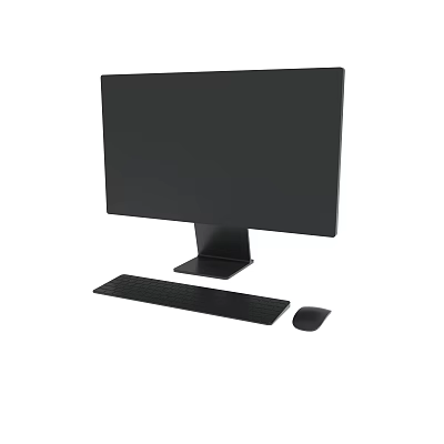 Modern Black Computer Monitor with Keyboard and Mouse Desktop Setup 3d model
