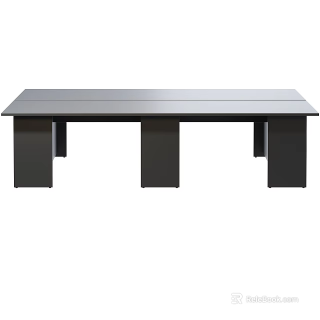 Modern Minimalist Office Desk With Sleek Metal Frame And Smooth Surface Top Design 3d model 