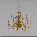 Elegant Golden Chain Hung Chandelier With Multiple Arms And Candle Shaped Lights For Home Decor