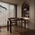 Study Desk Middle Ancient Desk Office Desk Ornaments 3d model