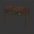Wooden Table With Two Drawers Four Legs Classic Design Textured Surface