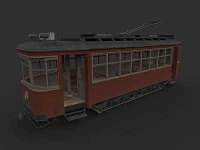 Vintage Red Tram With Multiple Windows And Classic Exterior Design 3d model