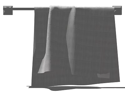 Gray Checkered Cotton Bath Towel Hanging On Bathroom Metal Rack 3d model