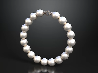 Elegant Jewelry Cabinet Displaying White Pearl Bracelet With Silver Clasp 3d model