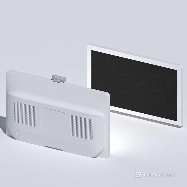 Sleek Modern White Electronic Display Devices With Black Screen And Speaker Grilles 3d model 
