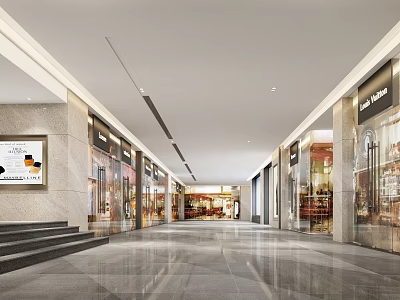 Underground shopping mall of modern shopping mall 3d model