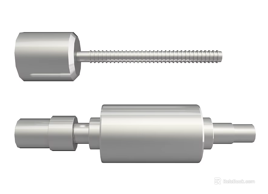 Stainless Steel Hardware Tools Including Bolt And Cylindrical Shaft Components 3d model 