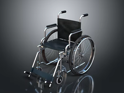Durable Industrial Wheelchair With Steel Frame And Black Seat For Mobility Support 3d model