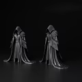 Black Hooded Robe With Long Flowing Sleeves And Stylish Silhouette Design