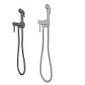 Modern Wall Mounted Shower Faucet With Handheld Sprayer And Flexible Hose Design