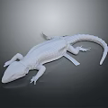 White 3D Reptile Model With Detailed Textured Scales And Gray Background Surface