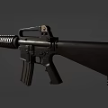 Black Tactical Rifle With Long Barrel Detachable Magazine And Ergonomic Stock Design