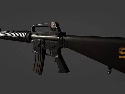 Black Tactical Rifle With Long Barrel Detachable Magazine And Ergonomic Stock Design 3d model