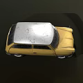 Classic Yellow Vintage Car With White Roof And Retro Exterior Design