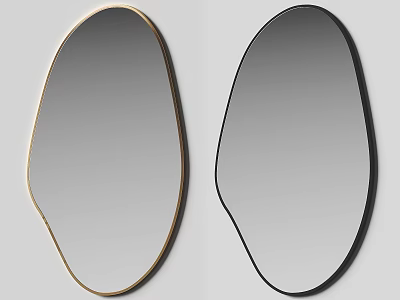Modern Irregular Shape Mirrors With Gold And Black Frames For Wall Decor 3d model