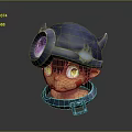 Man With Blue Horned Helmet Single Eye Lens And Yellow Eyes 3D Character Model