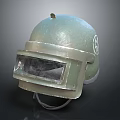 Durable Green Protective Helmet With Transparent Face Shield And Side Emblem 3d model