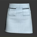 Light Blue Casual Skirt With Front Pockets And Textured Fabric Design