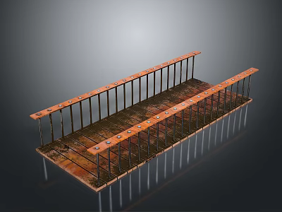 Structural Construction Component With Metal Bars And Reinforced Base Slab 3d model