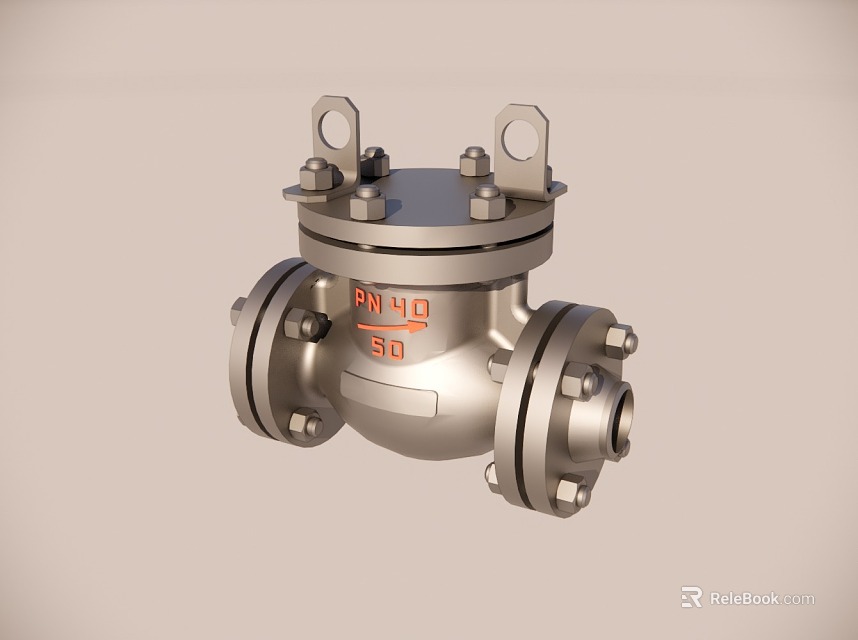 Industrial Metal Valve With PN10 Pressure Rating DN50 Size Flanged Connection And Lifting Lugs 3d model 