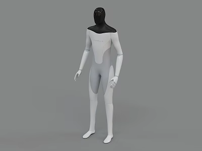 Headless Mannequin In White Bodysuit With Minimalist Full Body Design On Gray Background 3d model