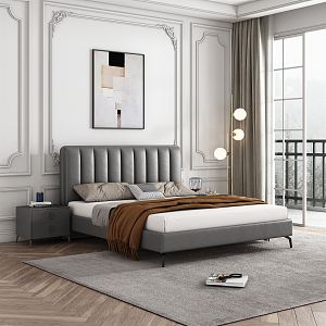 Modern Background Double Bed Leather Double Bed 3d model