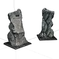 Stone Memorial Sculpture Carving With Inscribed Text And Natural Rock Design