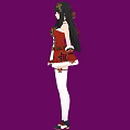 Anime Woman With Long Hair Red White Corset Outfit Thigh High Socks And Gloves
