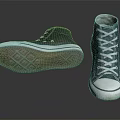Black High Top Canvas Shoes With White Laces And Classic Sole Design