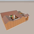 Ancient Architecture Featuring Multiple Red Tile Roofs And Traditional Brick Walls 3d model