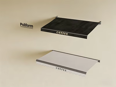 Pollform Coffee Shop Awnings With Black And White Design For Outdoor Use 3d model