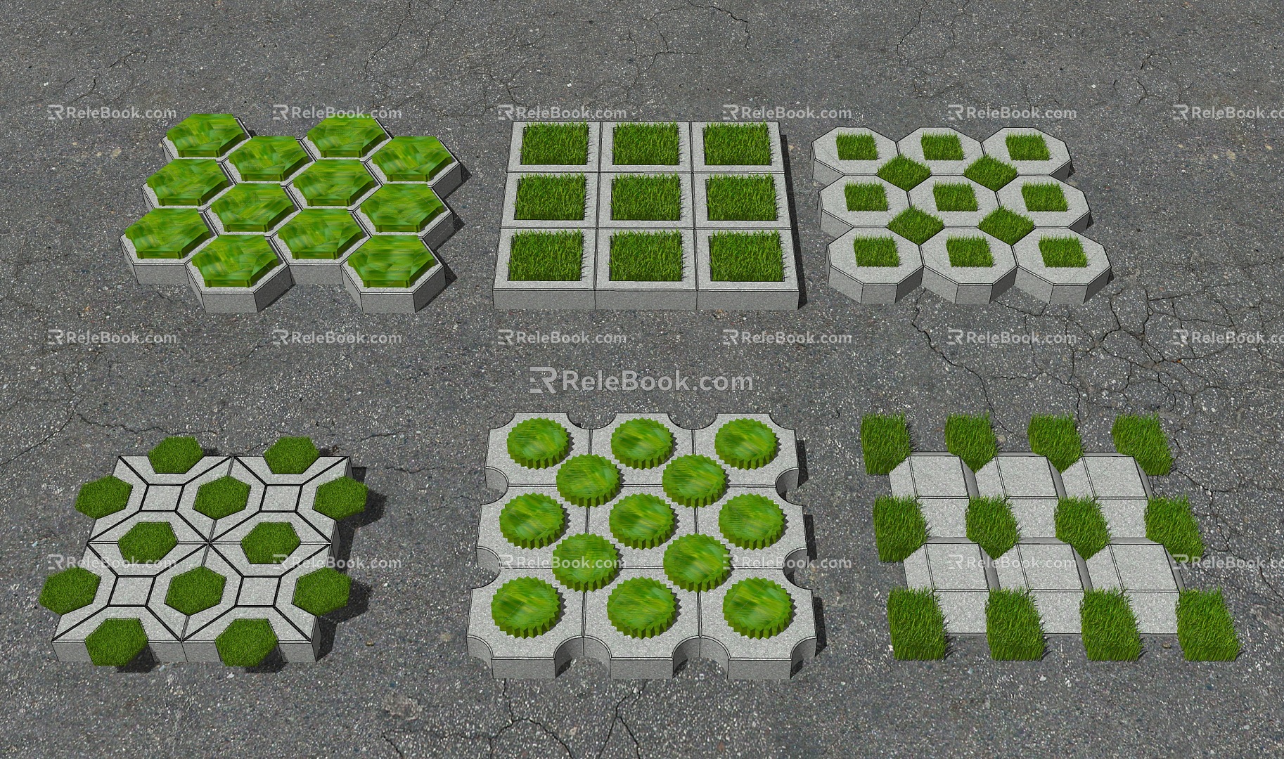 Modern Floor Tile Square Tile Lawn Tile 3d model