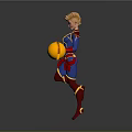 Game and Movie Character With Blonde Hair Blue and Red Costume And Yellow Energy Rings