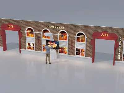 Traditional Snack Shop Featuring Entrance Exit And Customer Ordering Counter 3d model