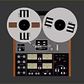Vintage Tape Recorder With Dual Reels Control Panel And Meters