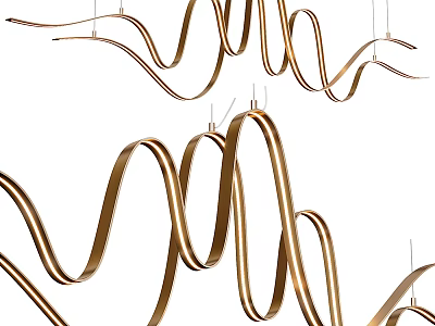 Elegant Modern Golden Spiral Curved Chandelier Design For Stylish Interior Spaces 3d model