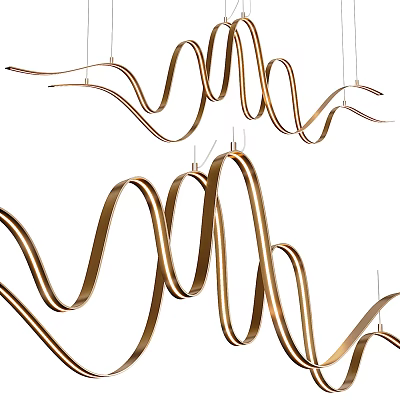 Elegant Modern Golden Spiral Curved Chandelier Design For Stylish Interior Spaces 3d model