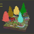 Miniature Decorative House Model Featuring Trees Grass Stream And Waterfall Landscape