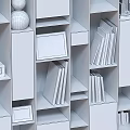 White Modern Open Storage Shelves With Books Frames And Decorative Items 3d model