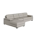 Modern Light Beige Leather Sectional Sofa With Chaise Lounge For Living Room
