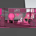 Pink Themed Outdoor Recreational Area With Palm Trees Pathway Green Space And Roads