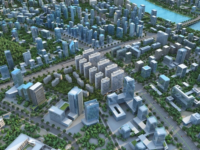 Aerial view of urban residential buildings during the day 3d model