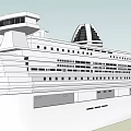Large White Cruise Ship With Multi Decks And Pool Area