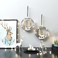 Cozy Decorative Lights in Home Interior with Framed Deer Art String Lights and Glass Cloche