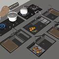 Modern Kitchen Sinks With Various Designs And Wooden Cutting Boards Holding Fresh Fruits